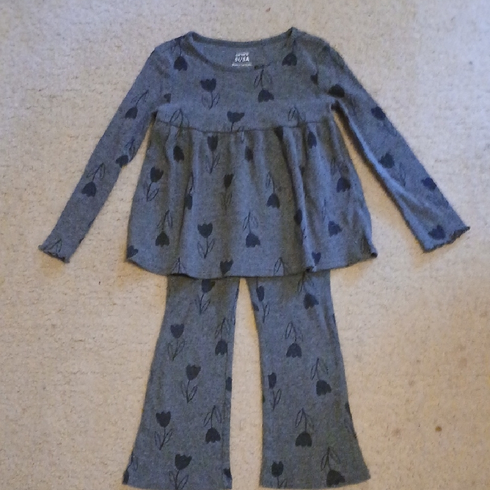 Carter's Gray Floral Kids Pajama Set